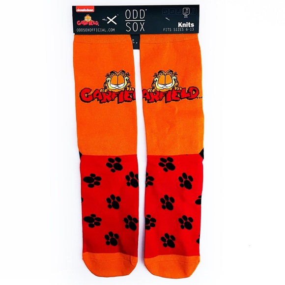 Odd Sox Garfield Crew Socks Mens Womens Retro Cartoon 80s 90s Fun Novelty Gift - Picture 1 of 7